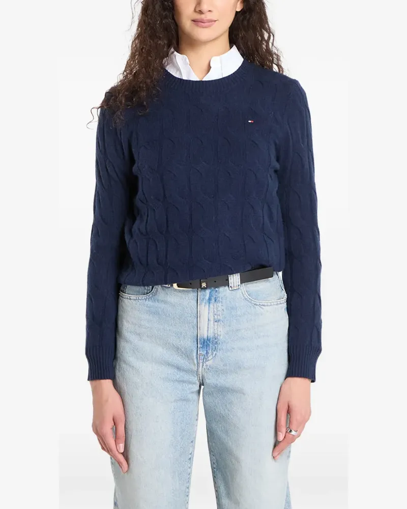 Tommy Hilfiger Pullover mit Zopfmuster - Blau Blau