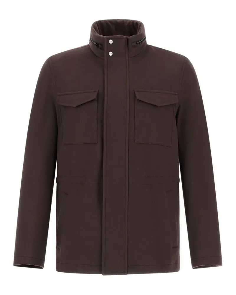 Herno Stehkragen-Jacke mit Taschendetail - Braun Braun