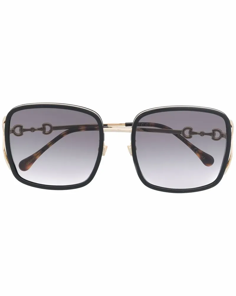 Gucci Sonnenbrille mit eckigem Gestell - Schwarz Schwarz