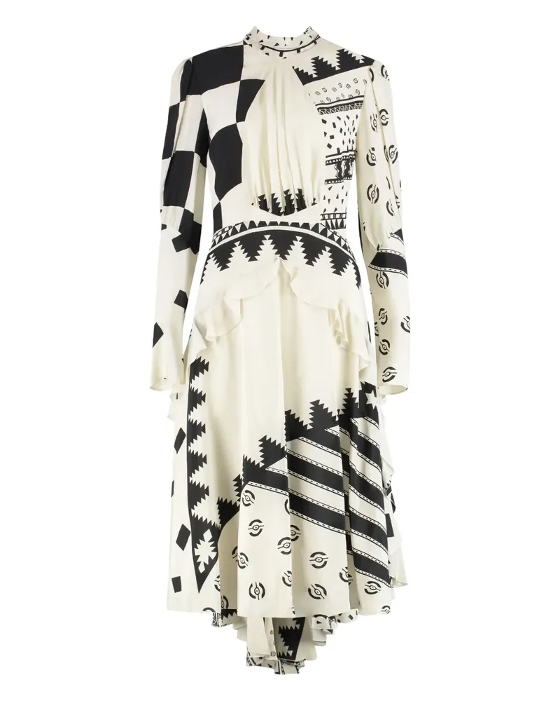 Etro geometric-print asymmetric dress - Weiß Weiß