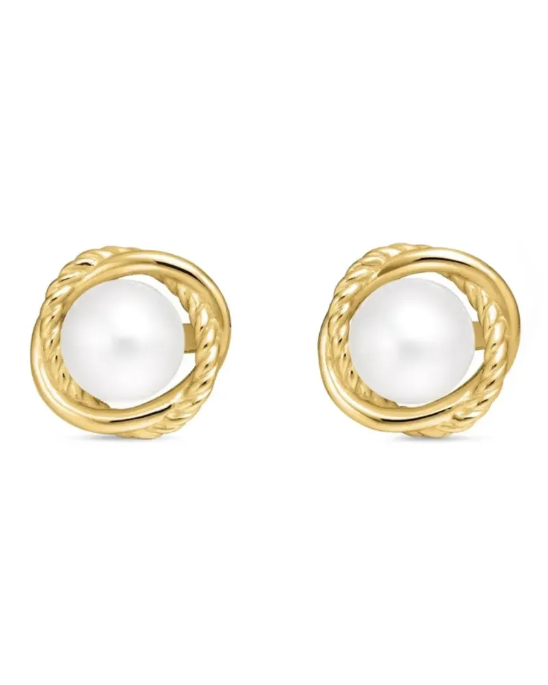David Yurman 18kt Crossover Infinity Gelbgoldohrstecker mit Perlen 10mm Gold