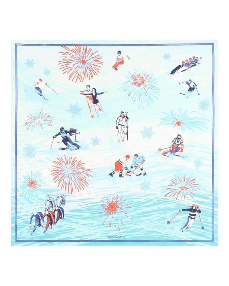 Ferragamo Schal aus Seide - Blau Blau