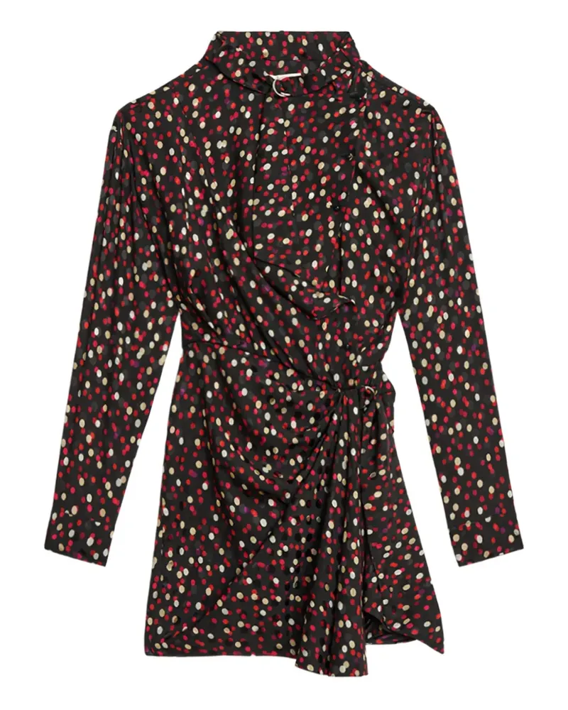 Isabel Marant Gepunktetes Wickelkleid - Schwarz Schwarz