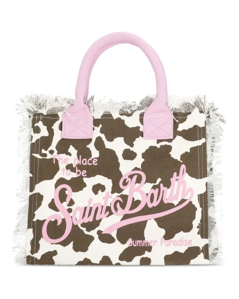 MC2 Saint Barth large Vanity cow-print frayed tote bag - Braun Braun