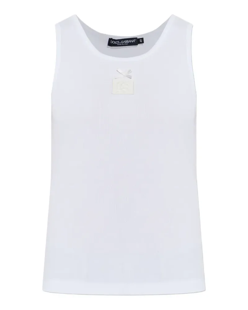 Dolce & Gabbana bow-detail logo-patch tank top - Weiß Weiß