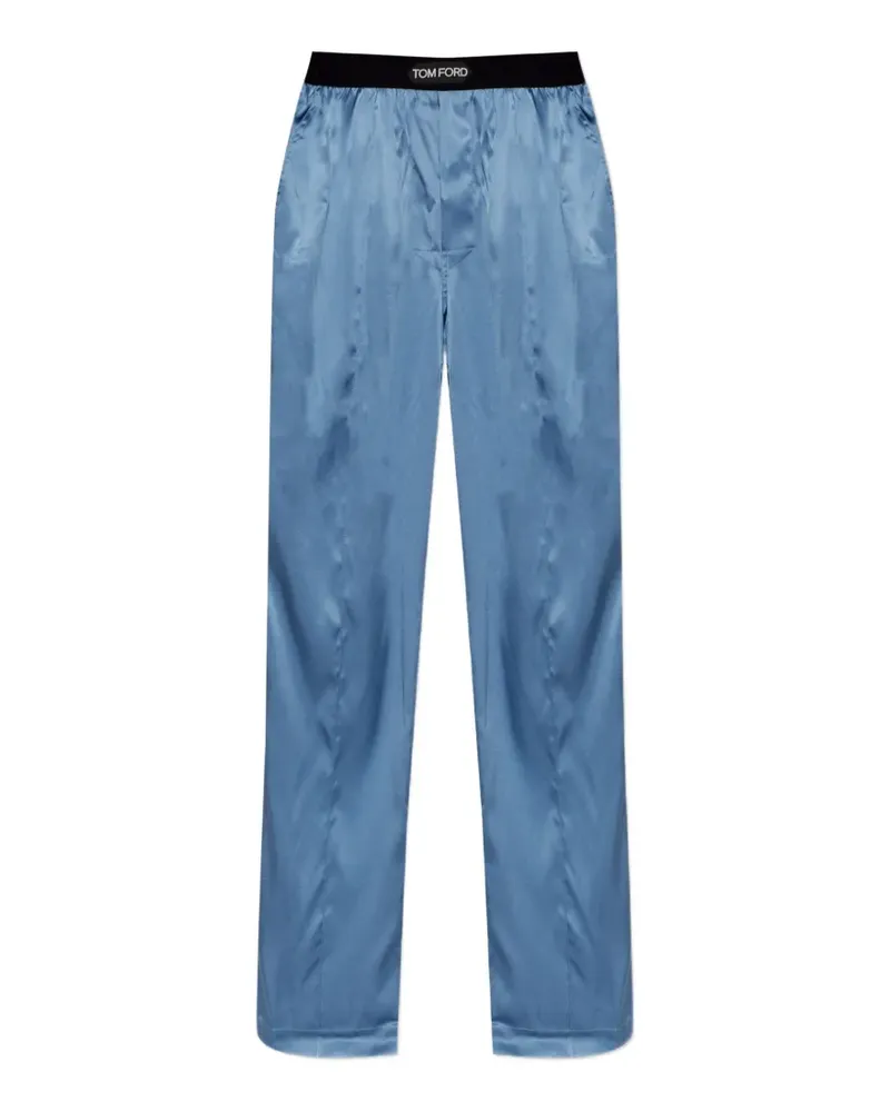 Tom Ford Pyjama-Hose mit Logobund - Blau Blau