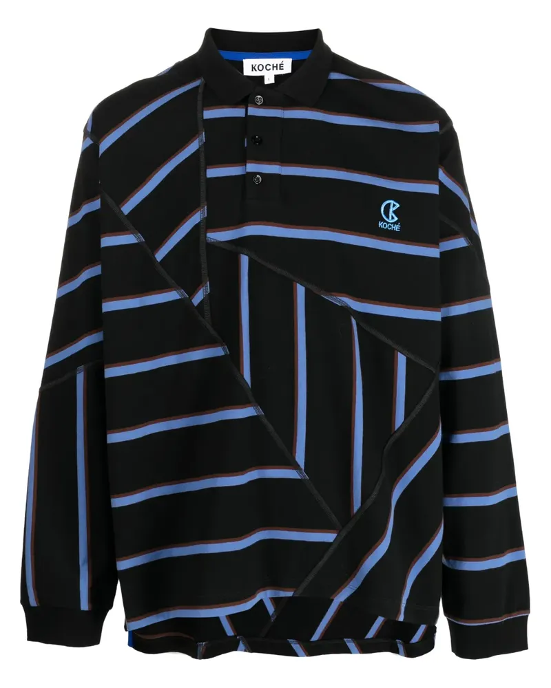 KOCHÉ Gestreiftes Poloshirt im Oversized-Look - Schwarz Schwarz