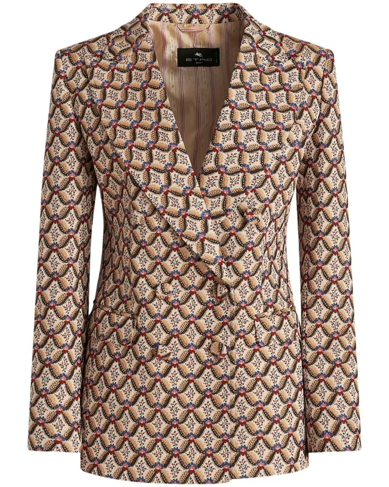 Etro Doppelreihiger Jacquard-Blazer - Braun Braun