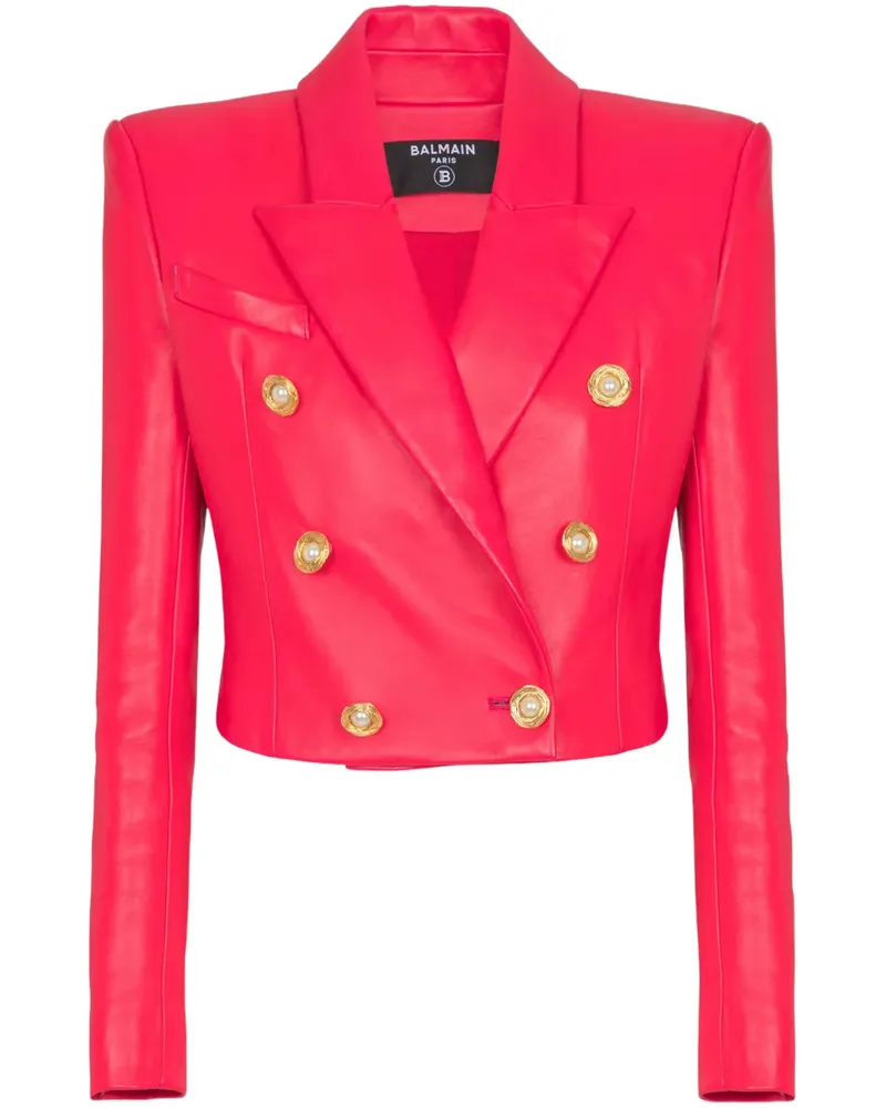 Balmain Jacke aus Lammleder - Rot Rot