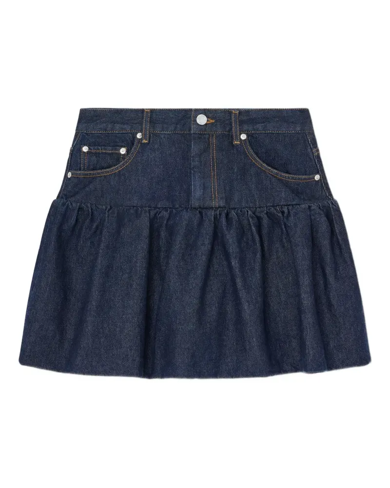 Ganni Jeans-Minirock mit Volant-Saum - Blau Blau