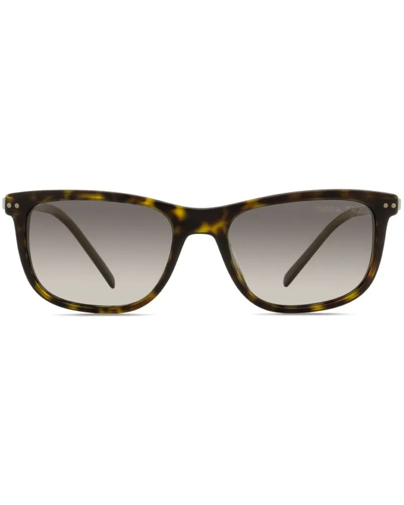 Prada Eckige Sonnenbrille mit Logo-Print - Braun Braun