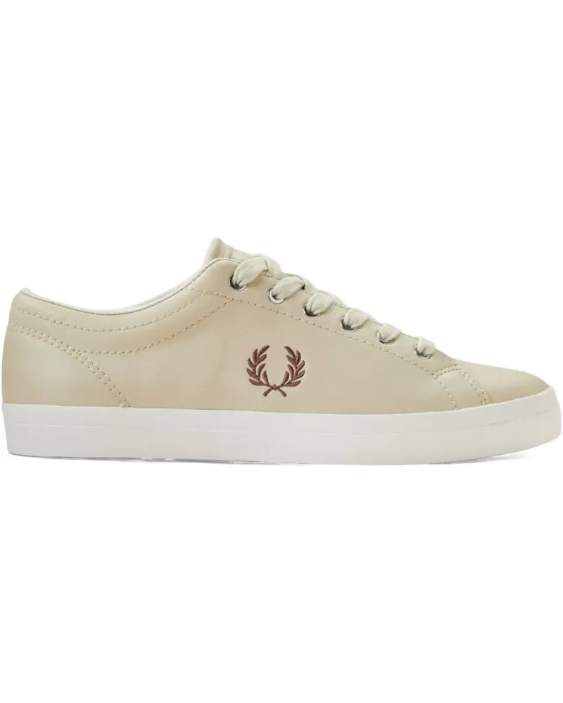Fred Perry logo-embroidered leather sneakers - Nude Nude