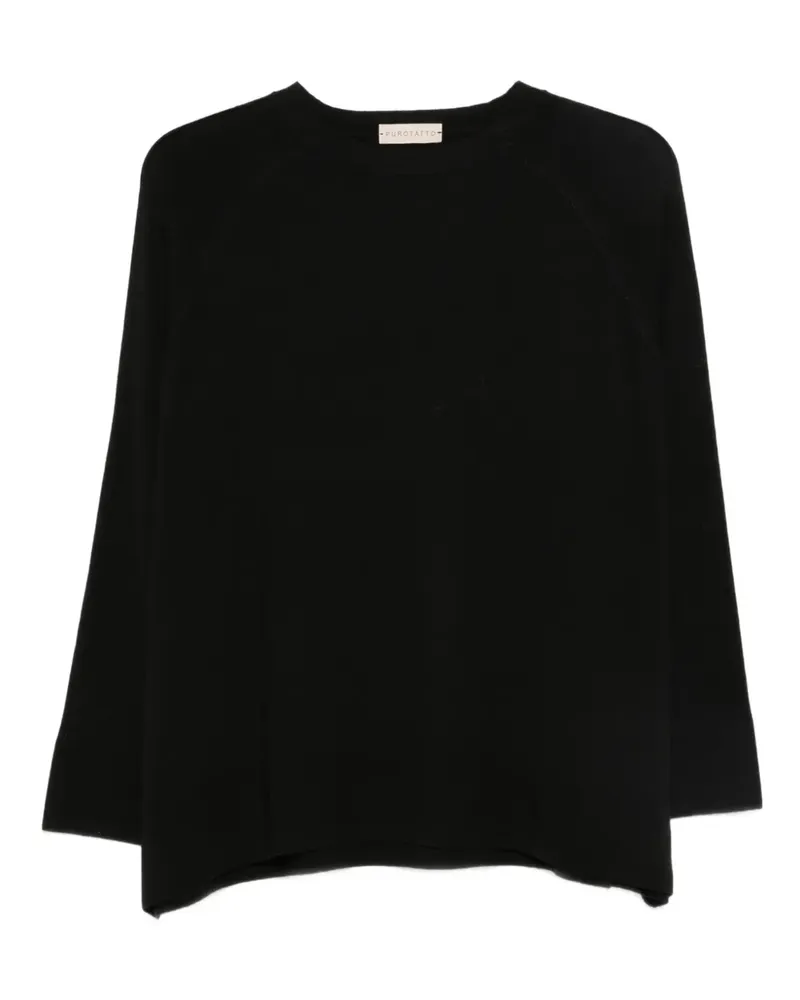 Purotatto Fein gestrickter Pullover - Schwarz Schwarz