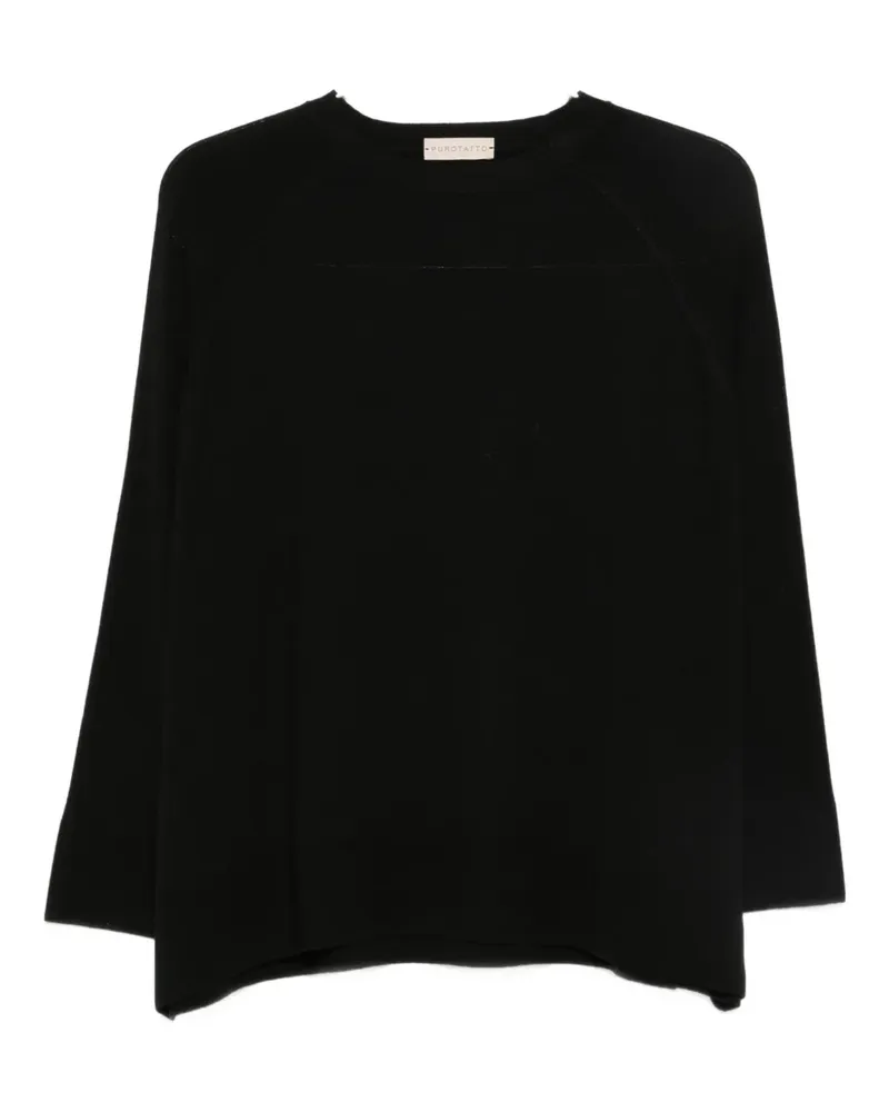 Purotatto Fein gestrickter Pullover - Schwarz Schwarz