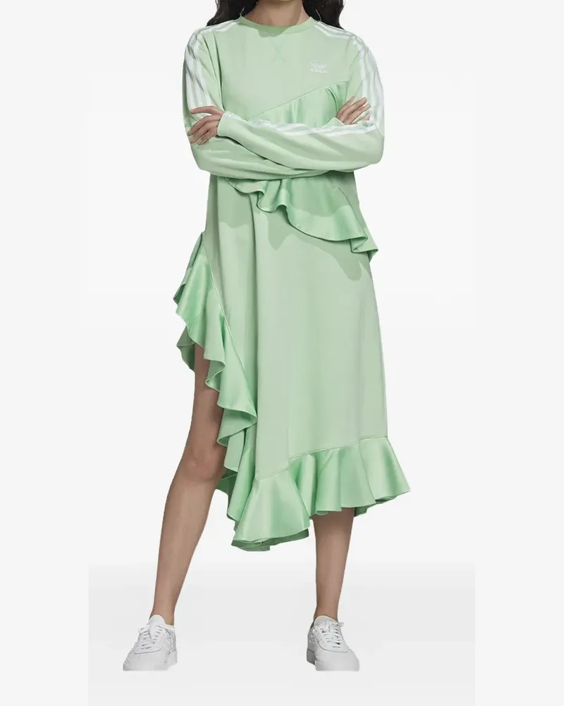adidas ruffled long-sleeve asymmetric dress - Grün Grün
