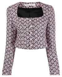 Alessandra Rich Cropped-Jacke mit Hahnentrittmuster Rosa