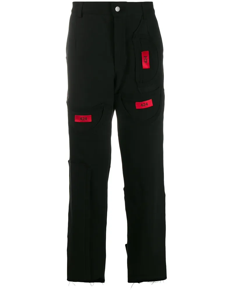 FourTwoFour on Fairfax Hose mit Logo-Patches - Schwarz Schwarz