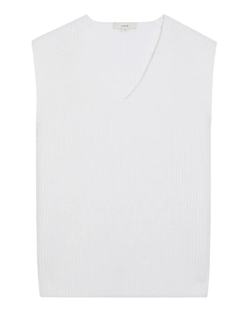Vince ribbed-knit V-neck vest top - Weiß Weiß
