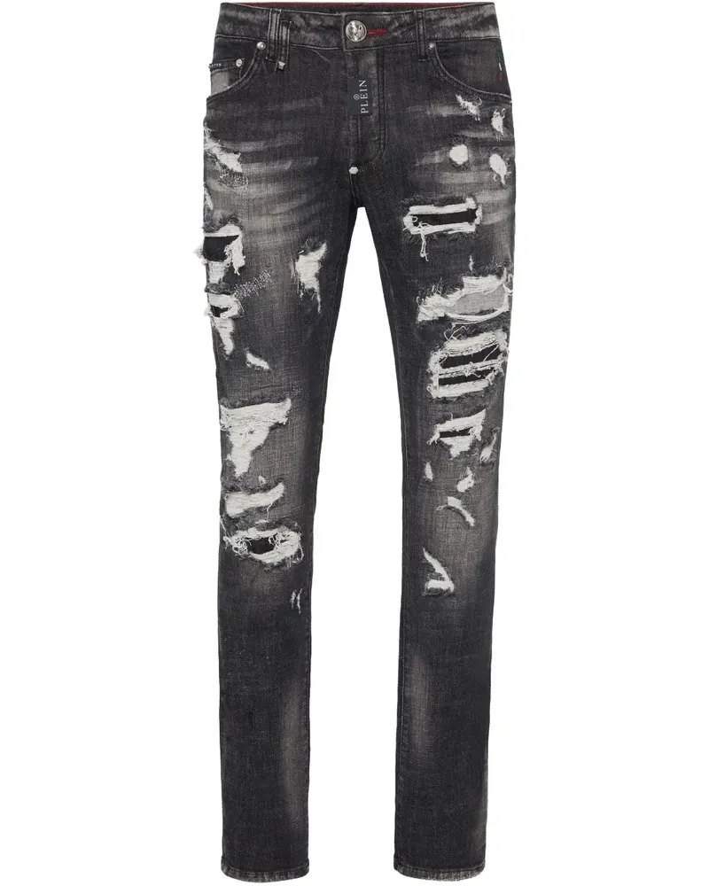 Philipp Plein Jeans im Distressed-Look - Schwarz Schwarz