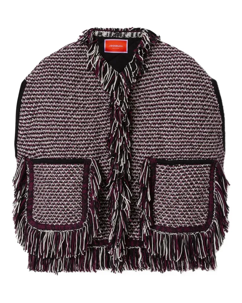 La DoubleJ Camelia Cape mit Fransenbesatz - Schwarz Schwarz