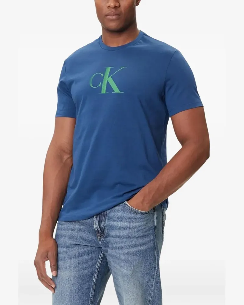 Calvin Klein T-Shirt mit Logo-Print - Blau Blau