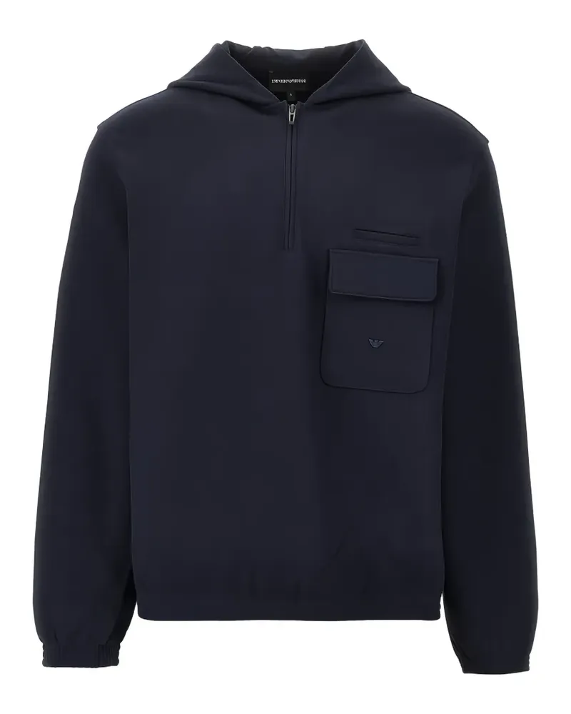 Emporio Armani Travel Essential quarter-zip pocket hoodie - Blau Blau