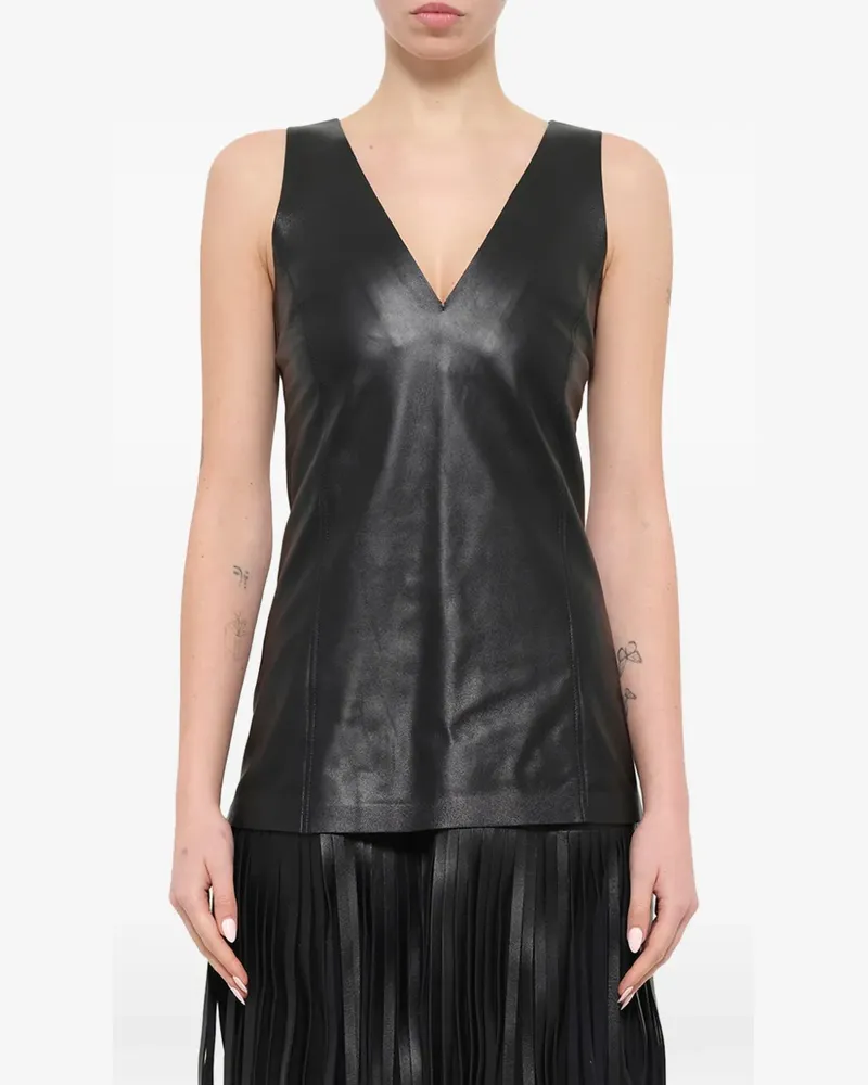 Neil Barrett fringe-trim leather mini dress - Schwarz Schwarz