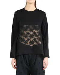 Comme des Garçons sheer lace-panelled t-shirt Schwarz