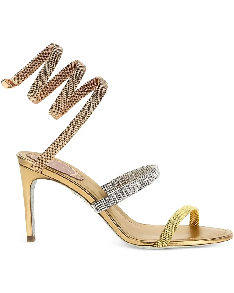 René Caovilla Cleo Metallic-Sandalen mit Spiralriemen 105mm - Gold Gold