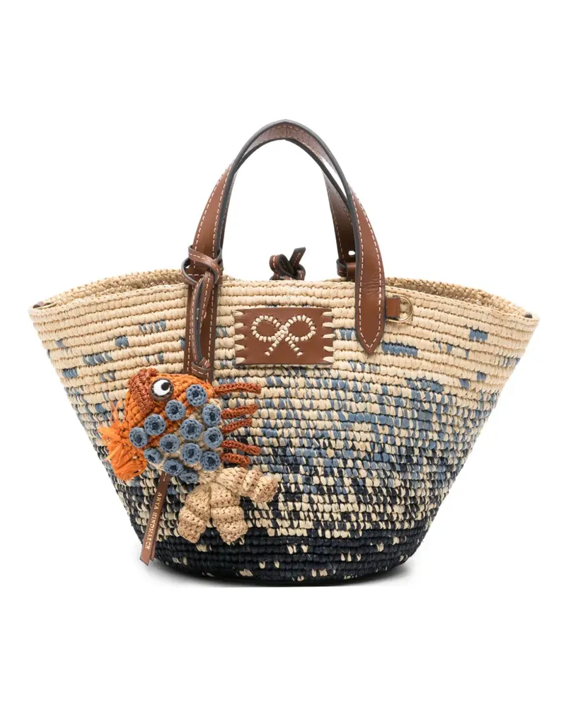 Anya Hindmarch small bow-detail woven tote bag - Nude Nude