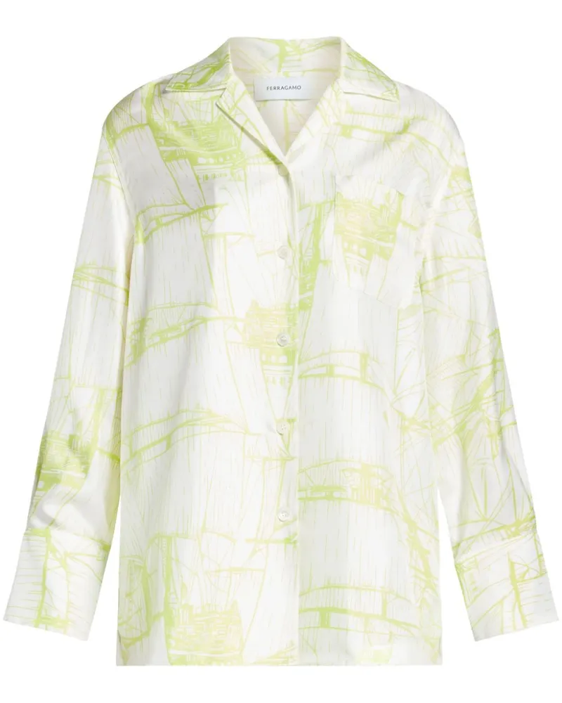 Ferragamo Hemd mit abstraktem Print - Weiß Weiß