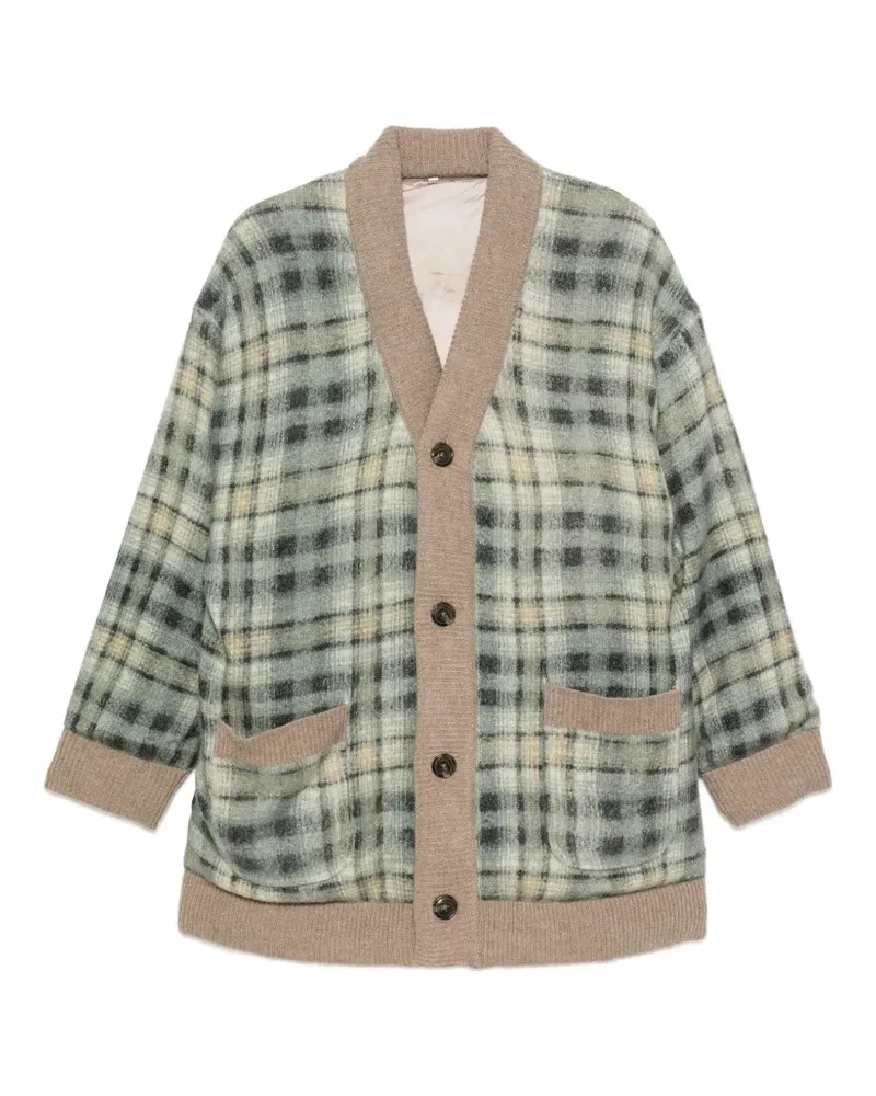 R13 Wattierter karierter Cardigan - Grün Grün