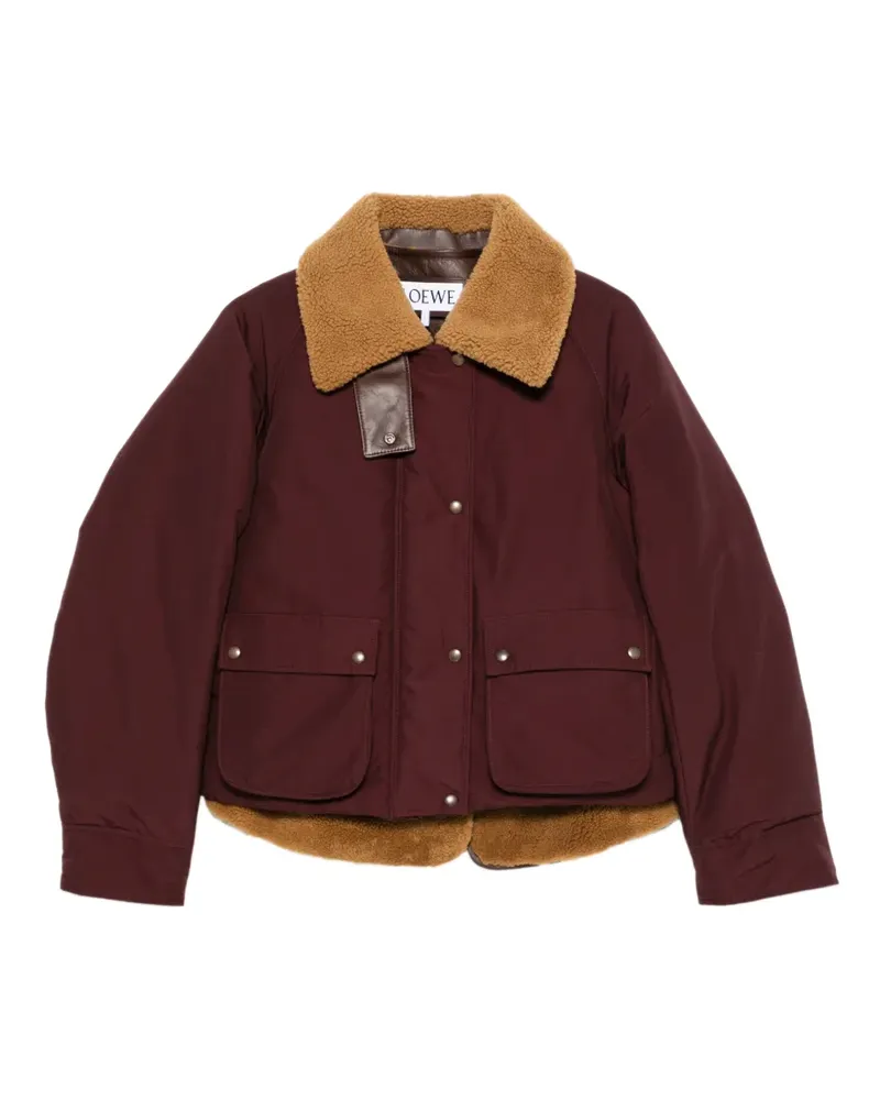 Loewe Gefütterte Jacke mit Shearling-Besatz - Rot Rot