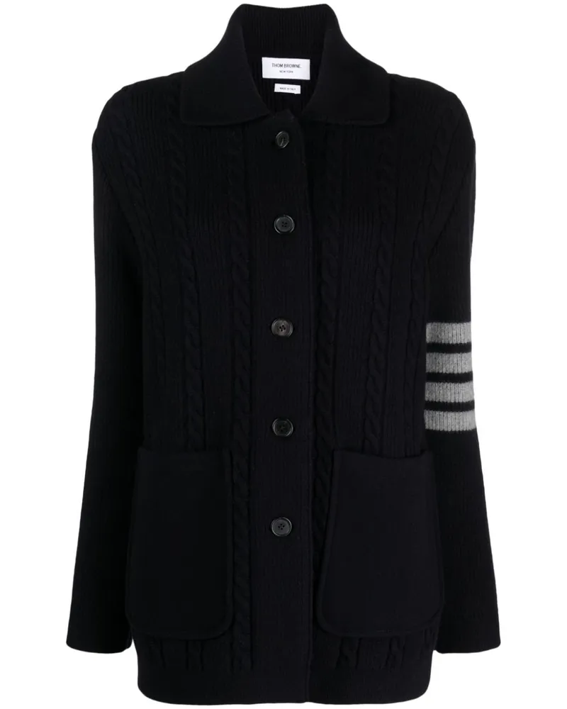 Thom Browne Fein gestrickter Cardigan - Blau Blau