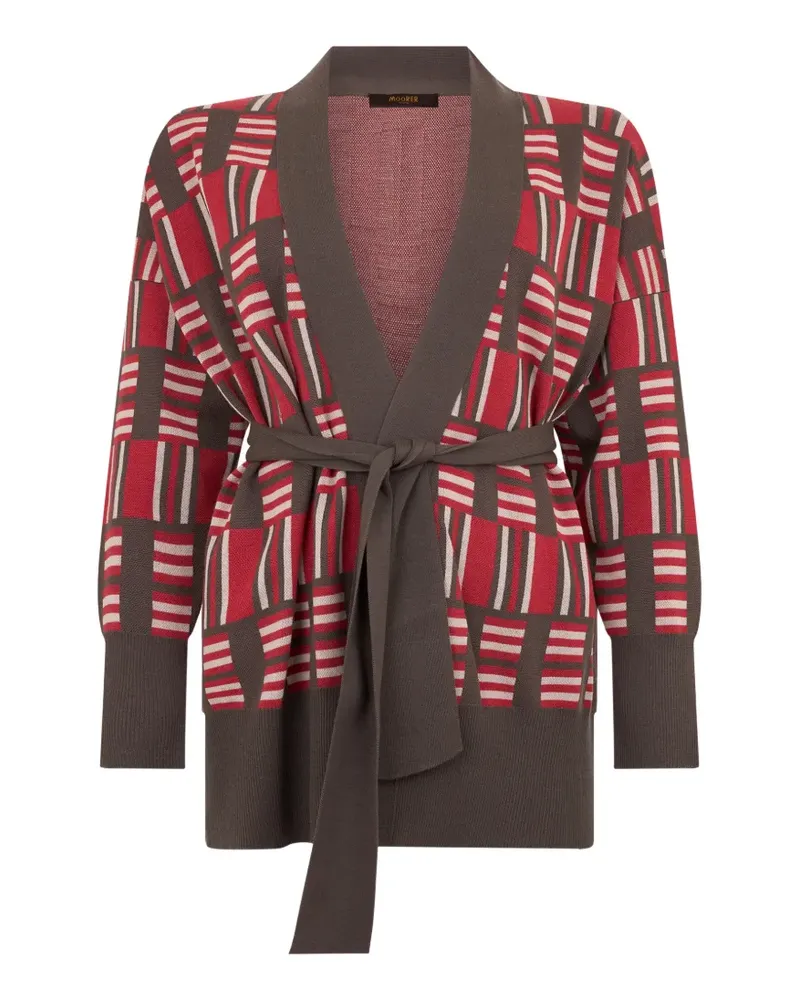 MOORER geometric-pattern belted cardigan - Braun Braun