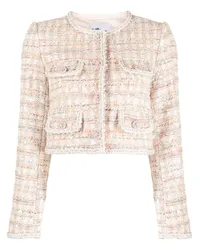 Self-Portrait Cropped-Jacke aus Boucle Rosa