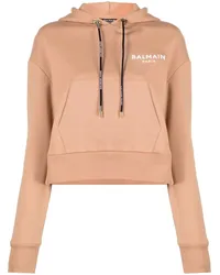 Balmain Cropped-Hoodie mit Logo Rosa