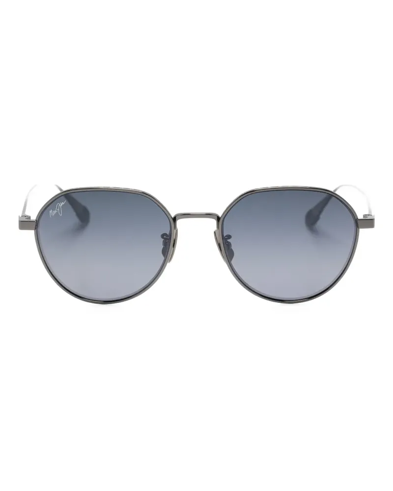 Maui Jim Kaulana Sonnenbrille mit rundem Gestell - Silber Silber