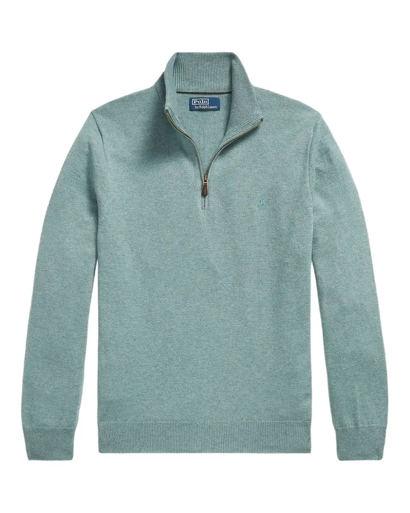 Ralph Lauren Bestickter Pullover mit Viertelreißverschluss - Blau Blau