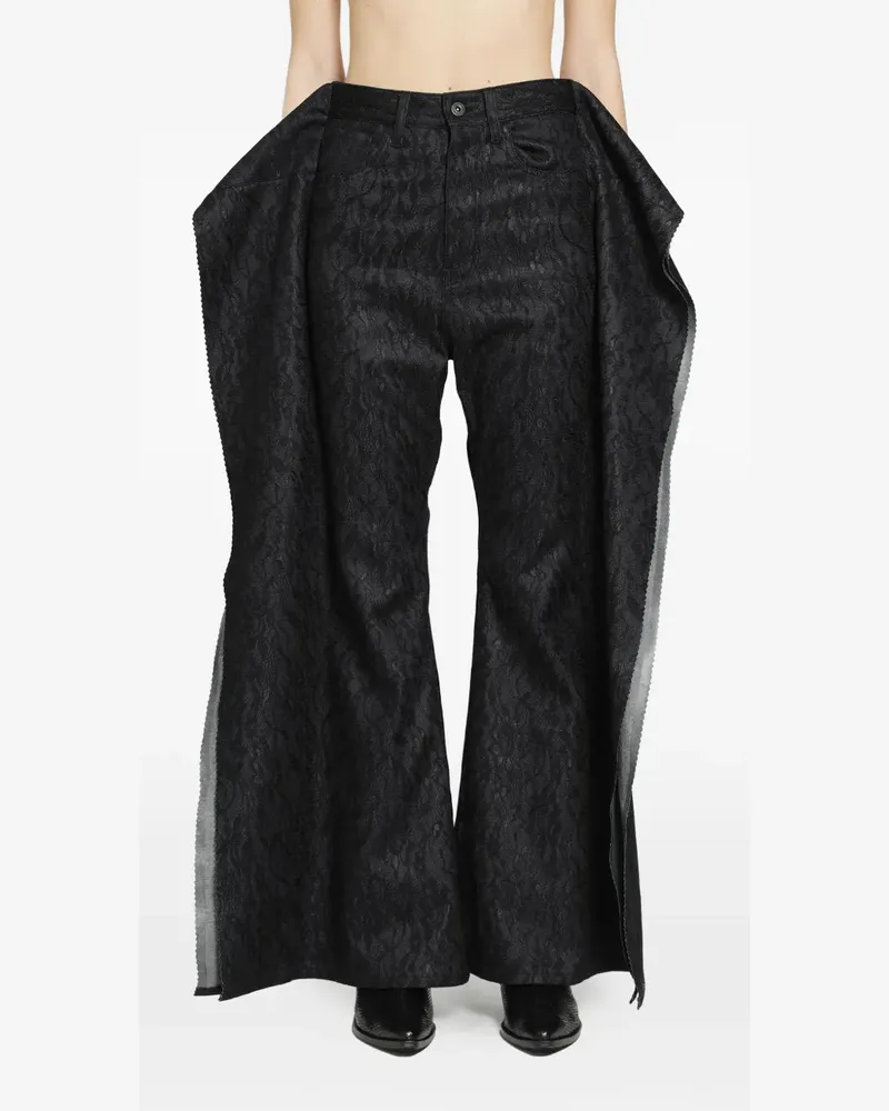 Junya Watanabe deconstructed floral-lace jeans - Blau Blau