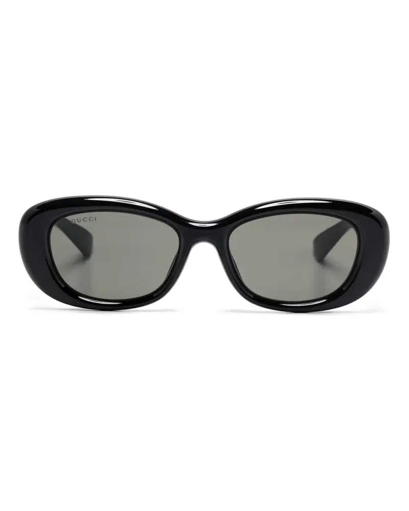 Gucci Sonnenbrille mit ovalem Gestell - Schwarz Schwarz