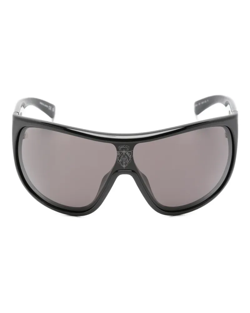 Gucci shield-frame logo-print sunglasses - Schwarz Schwarz