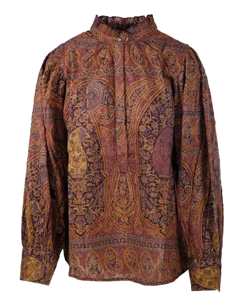 Antik Batik Tai paisley-print ruffled collar blouse - Braun Braun
