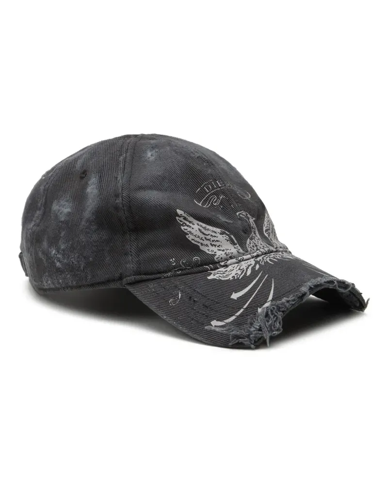 Diesel Distressed-Baseballkappe mit Adler-Print - Grau Grau