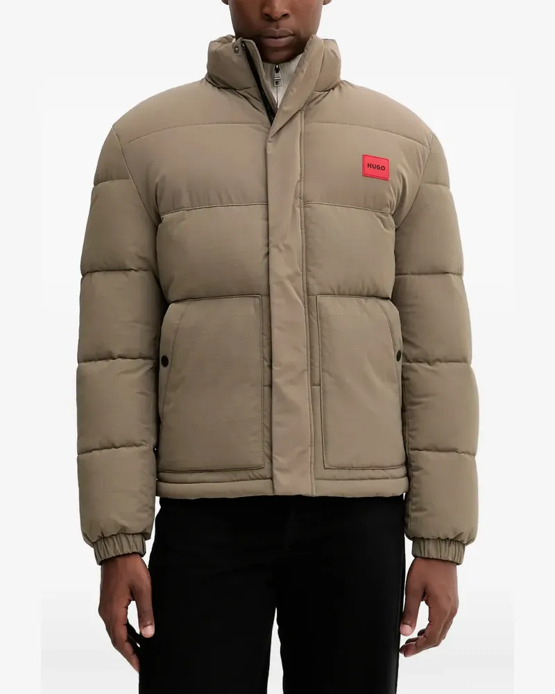 HUGO BOSS padded logo-patch jacket - Nude Nude