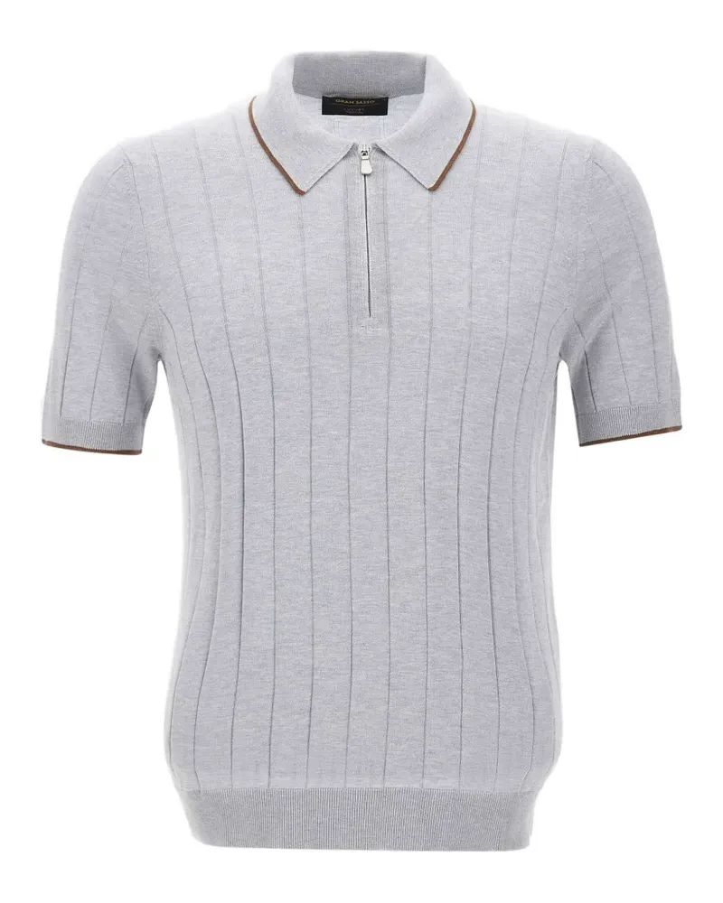 Gran Sasso ribbed-knit silk polo shirt - Grau Grau