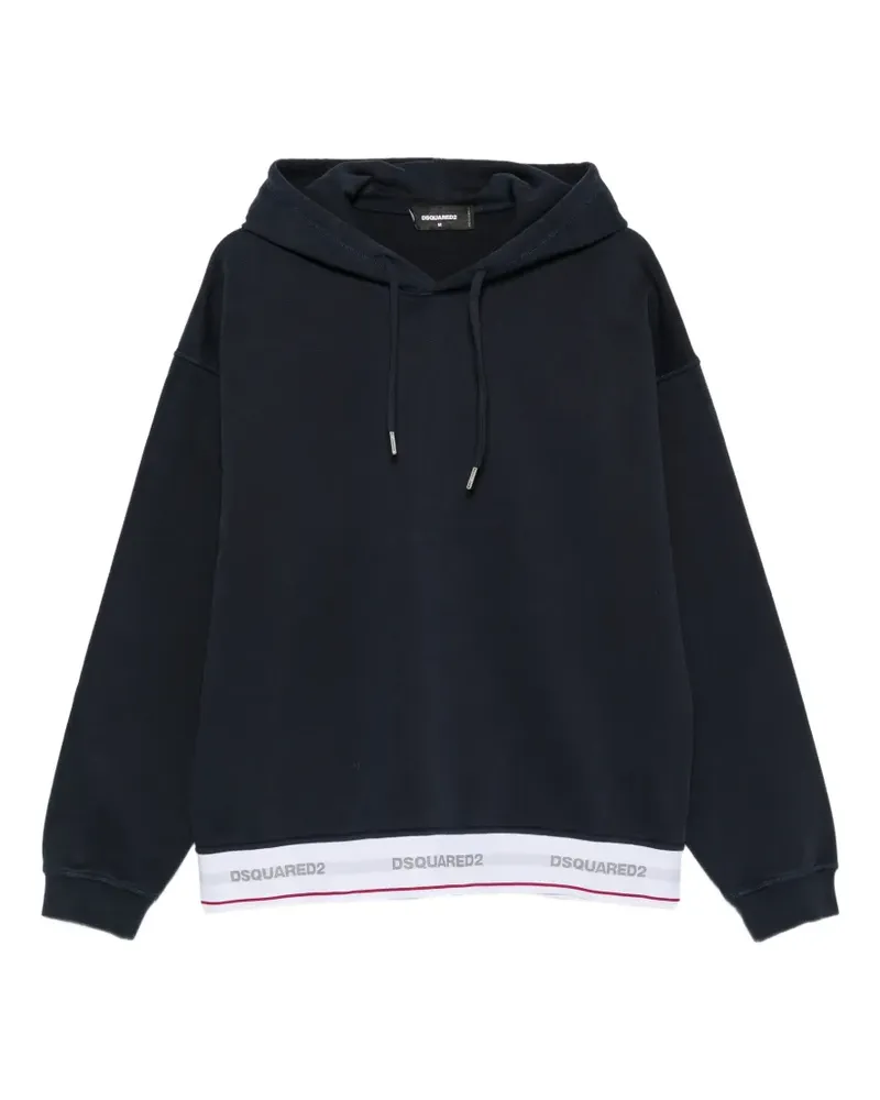 Dsquared2 logo-trim drawstring hoodie - Blau Blau