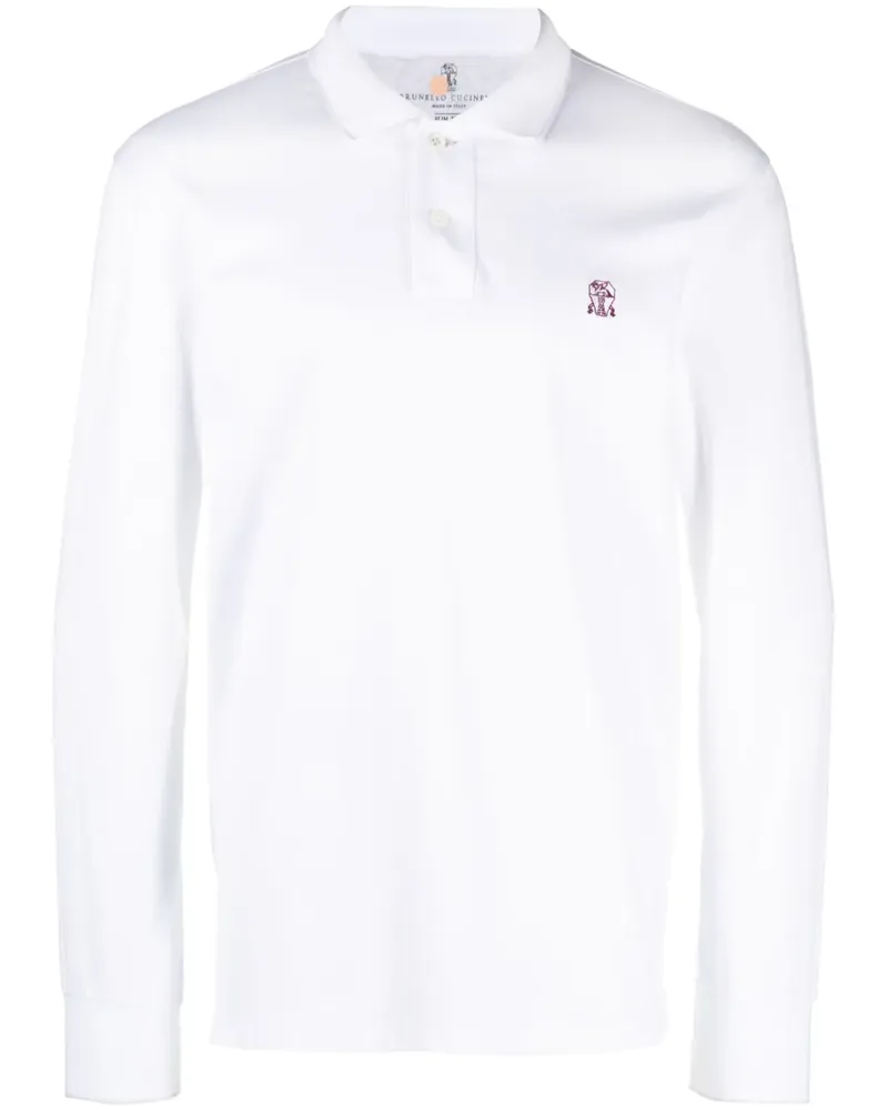 Brunello Cucinelli Poloshirt mit Logo-Stickerei - Weiß Weiß