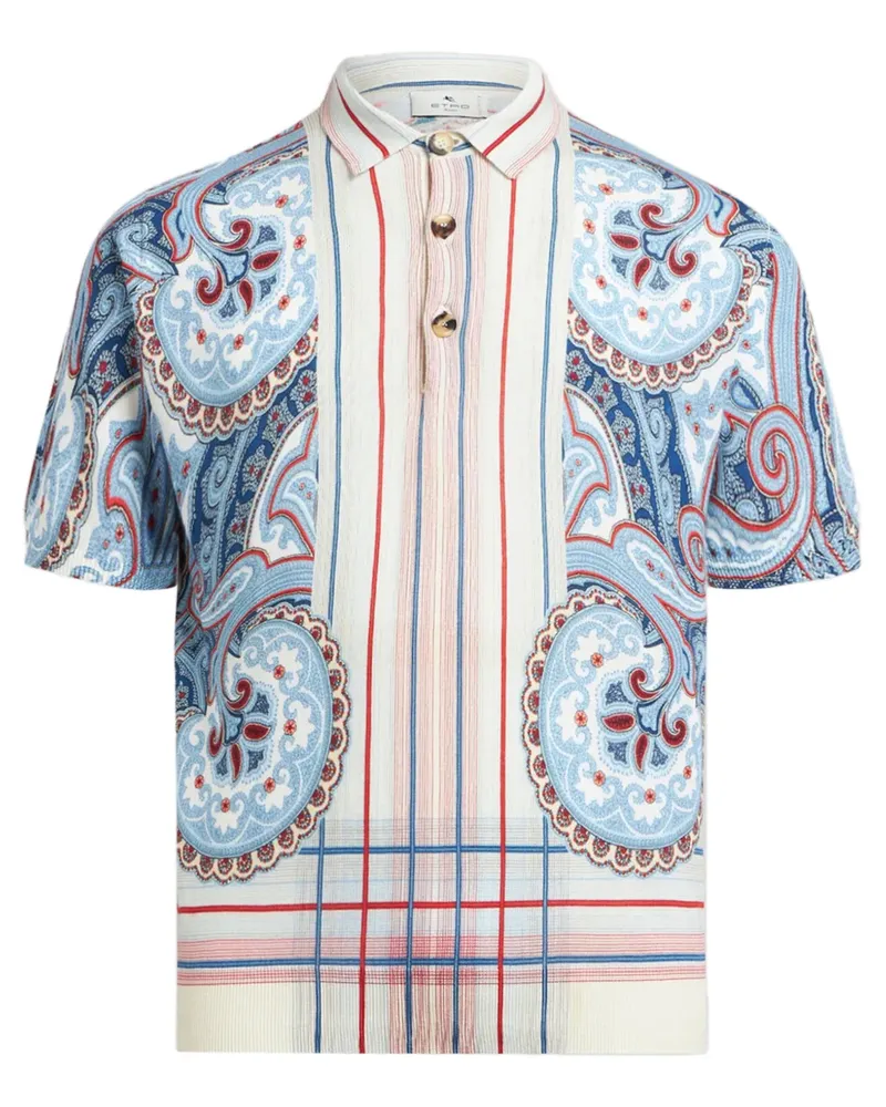 Etro Poloshirt mit Paisley-Print Blau
