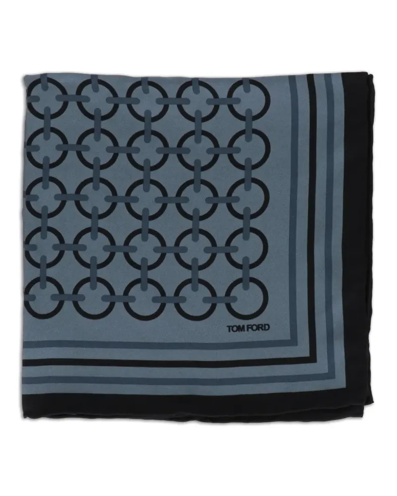 Tom Ford chain-link-print silk pocket square - Blau Blau